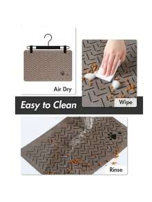 1pc Quick-Dry Diatom Mud Pet Feeding Mat -Splash-ProofAbsorbent, Easy To Clean, Suitable For Dogs And Cats, HerringbonePattern With Paw Print Design, Washable Pet Feeding Mat