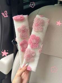 汽车安全带花羊羔绒护肩防磨衣保护套羊羔绒立体雕花防勒紧保险装饰套 - 均碼 - 查看 10