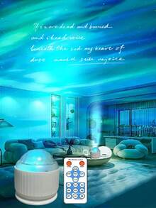 USB Powered, Wave Pattern & Aurora Projection Lamp With 24-Key Remote Control - 16 Color Changing, Starry LED, Suitable For Bedroom, Living Room, Party, Birthday, Valentine's Day Gift