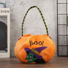 1 szt. Torba na cukierki na Halloween "Cukierek albo psikus", torba w kształcie dyni 3D, torba prezentowa, rekwizyt na Halloween - Wielokolorowe - Zobacz 4