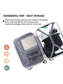 1pc Suede Velvet Bag Storage Pouch, Breathable Dust-Proof Drawstring Travel Organizer - Black - View 4