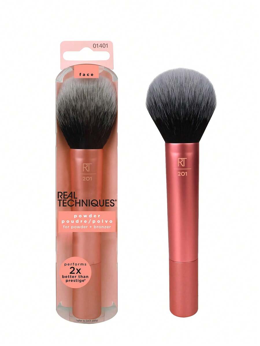 Real Techniques Ultra Plush Powder Makeup Brush, For Setting Powder, Bronzer, & Blush, Sheer, Buildable Coverage, Large, Fluffy Powder Brush, Vegan,  Synthetic Bristles, 1 Count,Foundation Brush,Concealer Brush,Blush Brush,Contour Brush,Blush Brush,Bronzer Brush,Powder Brush,Foundation Brush,Blush Brush - Baby Pink - View 1