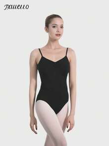 balletto Adjustable Shoulder Strap Gymnastics Leotard, Backless Design For Ballet Practice, Black Adult Women Camisole Fitness Apparel - Black - View 3