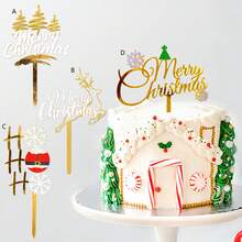 1pc/3pcs/6pcs Acrylic Merry Christmas HOHOHO Milu Deer Cake Topper For Christmas Party Cake Decoration Supplies Christmas Christmas Decorations Christmas Pajamas Christmas Gifts Christmas Decor - Multicolor - View 1