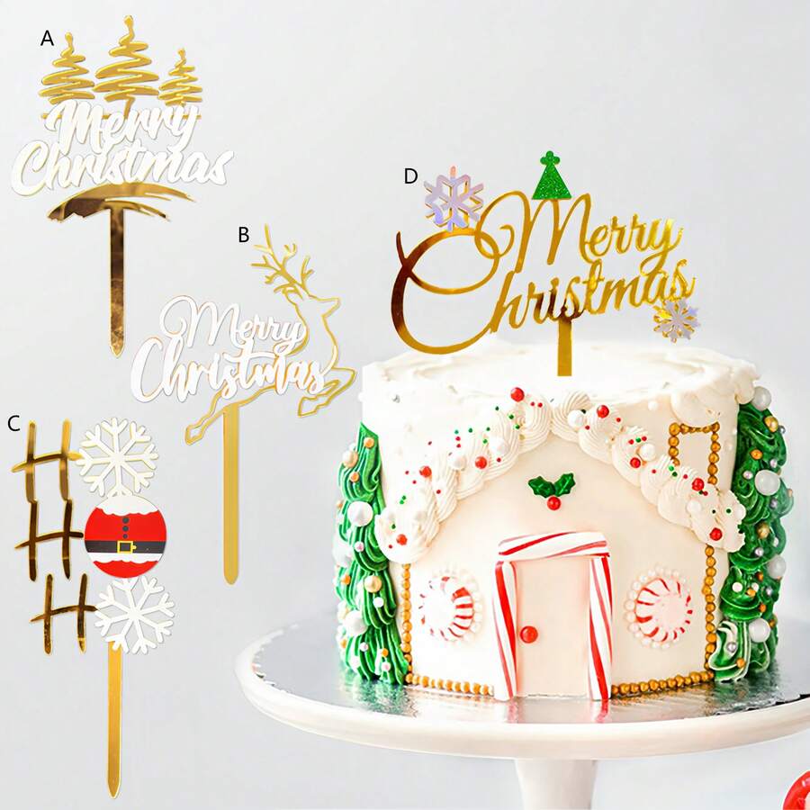 1pc/3pcs/6pcs Acrylic Merry Christmas HOHOHO Milu Deer Cake Topper For Christmas Party Cake Decoration Supplies Christmas Christmas Decorations Christmas Pajamas Christmas Gifts Christmas Decor - Multicolor - View 1