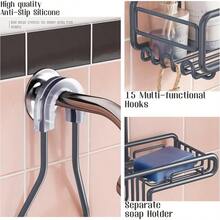 Shower Caddy Hanging Bathroom Organizer: Over Head Adjustable Rack For Tall Showerhead Extra Large Storage Shelf For Big Shampoo Bottles With Soap Holdergift - 灰色 - 查看 5