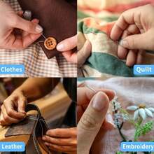 DTDNZKN 60 PCS Large Eye Hand Sewing Needles Set - 3 Sizes Leather Embroidery Thread Needles, Stainless Steel Hand Quilting Needles With Threader - Ideal For Hand Sewing, Art, And Crafts - trắng - Xem 5