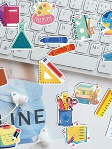 SCXXBSW 50pcs Back To School Cartoon Graffiti Stickers Decorative Handbooks Water Cups Notebook Luggage Waterproof Stickers - Multicolor - View 10