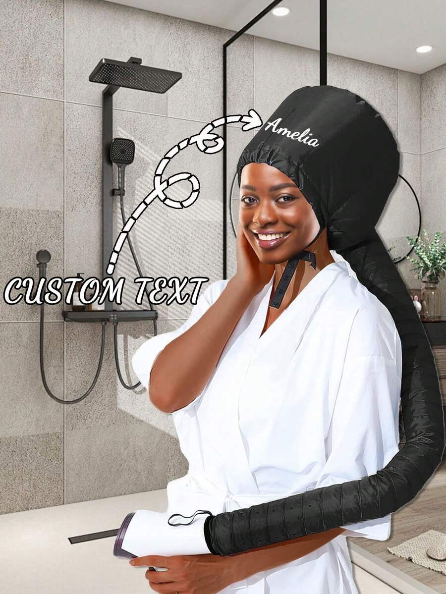 Personalized Custom Hands-Free Hair Dryer Hood, Home Hair Dryer Hood, Home Hair Dryer Hood, Portable Travel Hotel Accessories, Loose Hands-Free Use, Headscarf, Bath Cap, Hair Salon Beauty Travel Essential, Back To School, Travel Holiday Essential, Women's Hair Accessories - Black - View 1