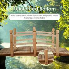 5' Wooden Bridge Stained Finish Decorative Solid Wood Garden Pond Arch Walkway - Original Wood Color - View 8