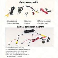 Cámara de visión trasera universal para automóvil con 12 LED, visión nocturna HD, resistente al agua, para estacionamiento y marcha atrás, monitor de cámara de respaldo de automóvil CCD - Negro - Ver 2