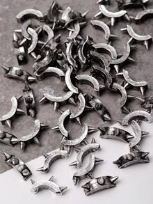 10pcs New Dark Punk Y2K Metallic Rivet Alloy Nail Art Decorations, Charming 3D Nail Rivet Stickers, DIY False Nails Handmade Nail Jewelry And Phone Case Accessories, Rhinestones And Decorations Nail Supplies - Silver - View 3