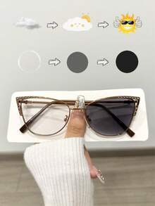 1 pièce Lunettes de mode de luxe pour femmes avec strass en forme d'œil de chat, convient pour assortir, décorer, les trajets quotidiens, la protection des yeux et l'anti-fatigue