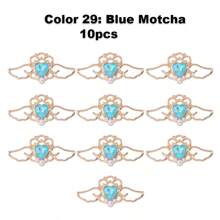 10pcs Mixed Color Baroque Style Alloy Vintage Hollow Out Heart & Wing Shaped Faux Pearl Pendant, Diy Jewelry Making Supplies, For Bracelets, Necklaces, Earrings, Hair Accessories, Wedding Dress, Shoes, Clothes, Collars, Curtains Decoration. 41*20mm Valentines