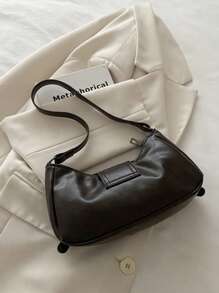 1 件女式复古机车朋克风格铆钉装饰可调节肩带大容量柔软仿油皮革渐变色单肩腋下包，适合工作、通勤、约会、派对 - 咖啡 - 查看 8