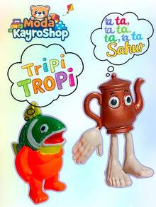Set Of 8 Brainrots Collectible Figures, Tung Tung Sahur, Assassino Capuchino, Capibarello Cocossini, La Vaca Saturninta, Udin Din Din Dun, Frigo Camelo, Tripi Tropi, Ta Ta Ta Ta Sahur, Brainrot Italian Viral Meme Figures - 彩色 - 查看 7