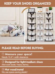 9/6 Tier Vertical Shoe Stand Space Saving Narrow Shoe Rack, Small Shoe Shelf, DIY Free Standing Shoes Storage Organizer For Entryway, Closet, Hallway, Easy Assembly And Stable In Structure, Black & White, Plastic Material, Consumables - 黑色+白色 - 查看 9