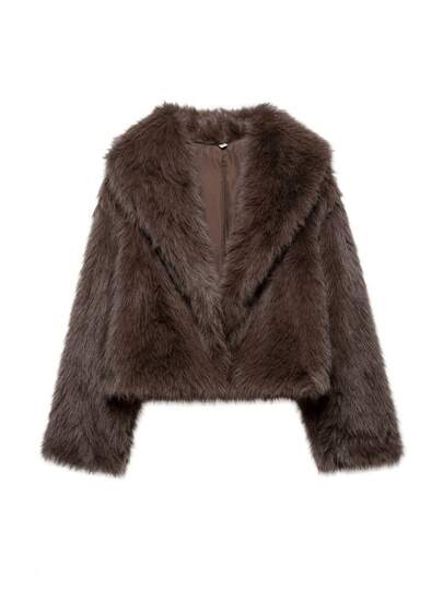 Chaqueta corta de imitación de piel de zorro de estilo de moda para otoño/invierno, abrigo de piel artificial juvenil