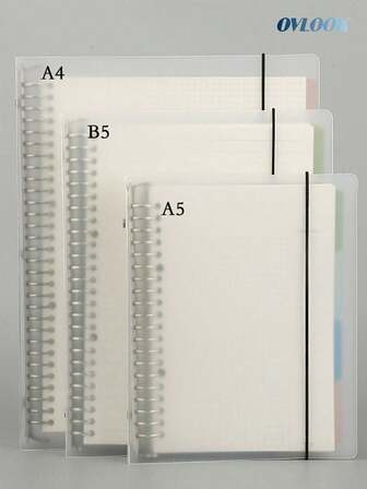 ovlook 1 pieza Carpeta de anillas de metal extraíble con cuaderno de hojas sueltas, incluye 1 bolígrafo o 1 regla blanda y 4 páginas divisoras (cuadrícula no interferente, cuadrícula de puntos, Cornell, en blanco, A5, B5, A4)