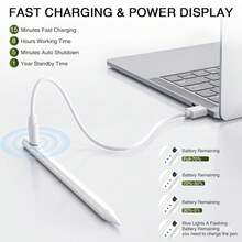 Pencil For Apple For Ipad A16 9Th Gen, Palm Rejection Tilt Sensitivity Fast Charging Stylus For Ipad A16/11-6Th Gen, Air 11-Inch/13-Inch M3/M2/5Th-3Rd Gen, Pro 33 0.00-Inch/11-Inch/M4/12.9-Inch, Mini A17 Pro/6/5Th Gen - 白色 - 查看 2