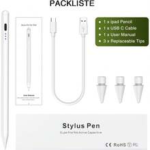 Pencil For Apple For Ipad A16 9Th Gen, Palm Rejection Tilt Sensitivity Fast Charging Stylus For Ipad A16/11-6Th Gen, Air 11-Inch/13-Inch M3/M2/5Th-3Rd Gen, Pro 33 0.00-Inch/11-Inch/M4/12.9-Inch, Mini A17 Pro/6/5Th Gen - 白色 - 查看 7