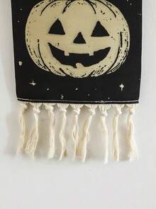 1件流苏挂毯 - 南瓜幽灵鬼屋女巫帽横幅，营造诡异的房间装饰美感，黑米色布艺墙饰，适用于门廊、客厅等。 - 彩色 - 查看 9