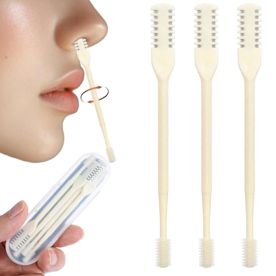 3pcs Bremorou Nose Hair Trimmer, Double Sided Knife Cutter ,2-In-1 Nose Manual Trimmer 360° Rotating Nasal Hair Razor Portable Cutter Clippers For Men Women,Skin-Friendly Facial Hair Removal Tool With Precise Trimming Function