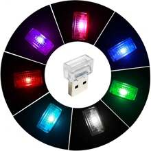 New Daily Supplies 2 Pcs USB LED Car Interior Atmosphere Lamp, Night Light Led Decoration Light Ambient Lighting Kit Interior LED Lights, Portable Vehicle Ambient Lighting Kit For All Car Interior Accessories (Multi)