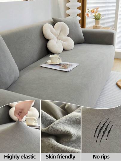 1 st enfärgat, stretchigt sofföverdrag, halkfritt, stil, maskintvättbart, passar 1/2/3/4-sitssoffa, vardagsrumsinredning, alla årstider