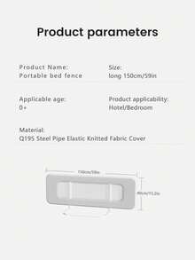 80cm/31.5in Babybbz Portable Bed Fence, One Side Free Of Installation, Baby Fall Protection Fence, Bedside Baby Guard, One Side Available