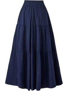 Women's Summer Long Flowy Renaissance Skirt With Pockets - Boho High Waist A-Line Maxi Skirt,Vacation Outfits Women,Valentine Outfits For Women,Street Photography - 藏蓝色 - 查看 1