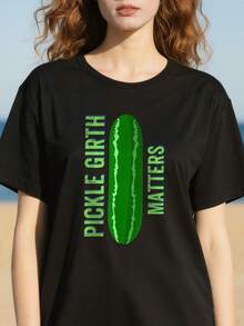 FUNNY-PICKLE-SIZE-HUMOROUS-FUN-PICKLES-MATTERS-GIFT-T-Shirt - Black - View 2