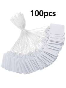 100pcs Blank Rope Price Tags, Suitable For Jewelry Pricing Labels, Hang Tags, Accessories Identification, Decorative Hanging, Wedding Party Paper Tags, Mini Object Decoration, Christmas, Gift Tags, Suitable For Displaying Price, Gifts, Jewelry - White - View 8