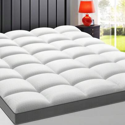 Premium Memory Foam Mattress Topper ,Plush Pillow Top With Breathable Air Mesh Sides,Extra Thick Soft Mattress Pad Cover With 8-21''Inch Deep Pocket