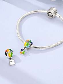 Sterling Silver Charm Love Bow Happy Birthday Blue Beads Charm Pendant Ball Suitable For Bracelets DIY Women's Jewelry - 銀色-SCY6466 - 查看 11