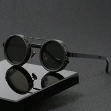 1 pieza Gafas de moda de unicolor estilo retro con estilo, lentes giratorias - brillo ajustable, marco de aleación, lentes TAC de color negro y gris - Multicolor - Ver 6