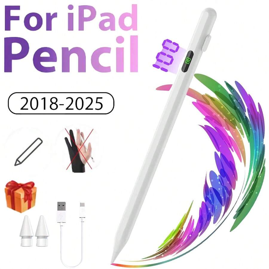 适用于 iPad 2018-2025 的手写笔，适用于 iPad Pencil 10 和 9 代的快速充电，与 Apple Pencil 1 代相同，兼容 Apple iPad Mini、iPad Pro11/12.9/13 英寸、iPad Air11/13 英寸、iPad Air、iPad 6~10 代 - 白色 - 查看 1