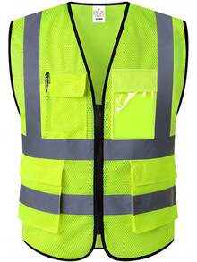 XIAKE Reflective Safety Vest Men & Women High Visibility Class 2 Vest With Pockets Meets ANSI Standards - Pink - View 1