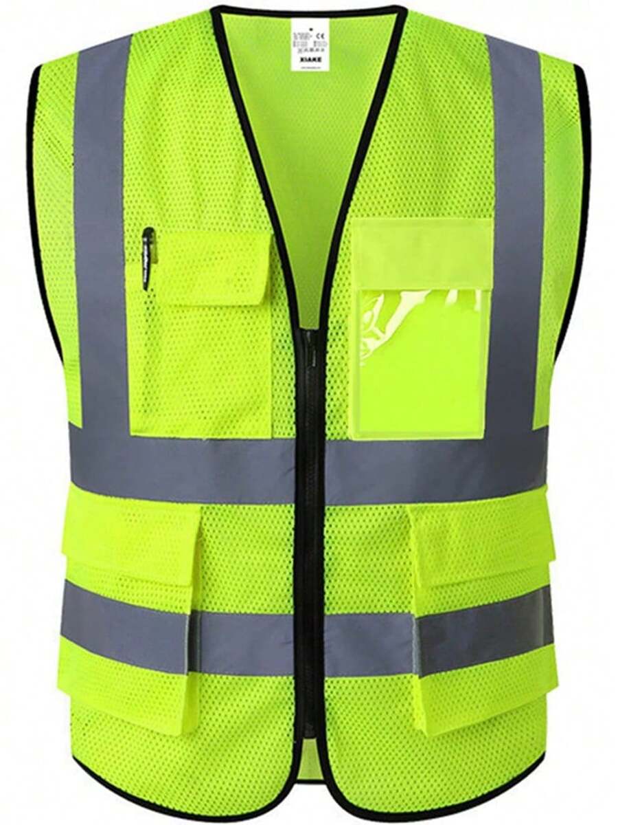 XIAKE Reflective Safety Vest Men & Women High Visibility Class 2 Vest With Pockets Meets ANSI Standards - Pink - View 1