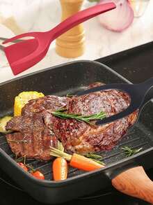 1 Peça Escumadeira e Clipe de Bife 2 em 1, Escumadeira Multiuso Antiaderente para Cozinha, Clipe de Bife, Clipe para Churrasco, Espátula para Panquecas, Pinça Escumadeira para Ovos, Escumadeira para Frigideira de Cozinha, Pinça Escumadeira para Frigideira, Ferramenta de Clipe de Alimentos para Assar, Adequada para Bife, Pão, Peixe Frito, Panquecas, Ovos, Torradas, Tortillas de Milho, Sanduíches, etc.