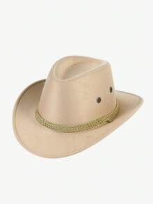 LEAJOURNO. 1pc Unisex Rope Felt Cowboy Style Outdoor Hat, Suitable For All Seasons - Apricot - View 5