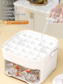 2件装家用易脱模速冻一键按压冰格冰块模具家用制冰盒储存冷冻冰块模型