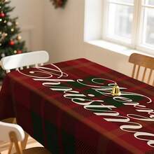 1pc Rectangular Tablecloth, Classic Red & Black Plaid Christmas Tablecloth With Minimalist Reindeer Print Design, Suitable For Various Christmas Scenes, Washable And Reusable, Applicable For Daily Home, Restaurant, Living Room Gatherings, Christmas Themed Parties, Indoor/Outdoor Use - Multicolor - View 24