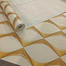 1 Roll Peel And Stick Wallpaper, Gold Geometric Pattern, Beige Color, 374*17.71 Inch/950*45cm Self-Adhesive Removable Wallpaper For Bedroom, Drawer Lining - White - View 8