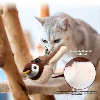 1pc USB Rechargeable Soud-Activated Cat Toy With Realistic Bird Feather Design – Soft Interactive Plush Pet Toy For Cats, Soft Polyester Material, USB Charging, Pet Playtime,Interactive Toy,Polyester Toy, Cat And Dog Toys. Please Note: The Toy Bird Can Only Flap Its Wings, But It Cannot Fly!