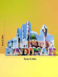 1 pieza Imán de nevera 3D cultural, Diraiyah Old Town, Arabia Saudita, regalo de recuerdo de viaje, decoración del hogar Día Nacional Saudí Arabia Saudita