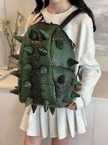 时尚皮革 3D 刺猬背包，学生和爱好者背包，独特设计，多功能，大容量旅行背包，时尚背包 - 彩色 - 查看 5