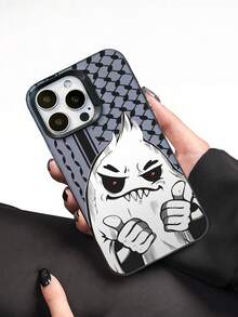 Thumbs Up Ghost 手机壳适用于 11 Pro Max、16 Pro Max、15 Pro、14 Plus、13、12、11、防摔 13 Pro Max、12 Pro 手机壳 - 黑色鏡框 彩銀灰 - 查看 1