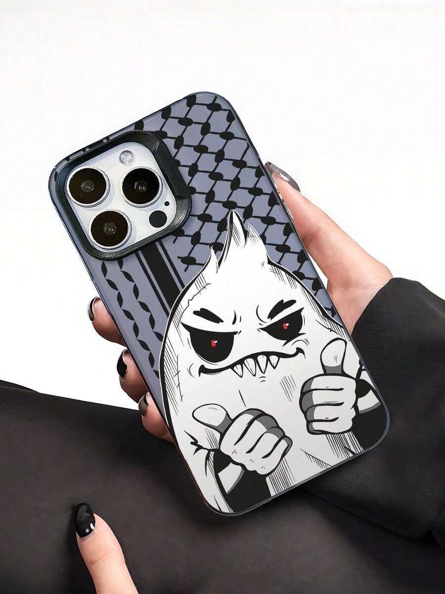Thumbs Up Ghost 手机壳适用于 11 Pro Max、16 Pro Max、15 Pro、14 Plus、13、12、11、防摔 13 Pro Max、12 Pro 手机壳 - 黑色鏡框 彩銀灰 - 查看 1
