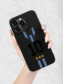 Retro Football Style - Legendary Argentine Player #10 - Stylish And Lightweight | Camera Lens Cutout | Shock And Drop Resistance | Matte And Non-Slip | Stylish And Comfortable, UV Printed Fo - 黑色 - 查看 6